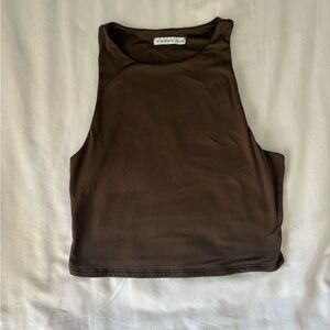 Sincerly Jules Chocolate Brown High Neck Crop Tank